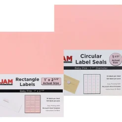 JAM Paper Circular Seal & Rectangular Mailing Address Label Combo Set