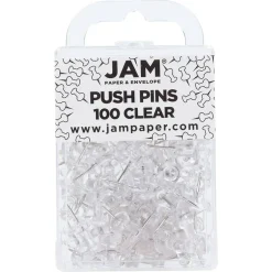 JAM Paper Clear Standard Push Pins, 2 Packs of 100