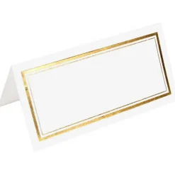JAM Paper Double Metallic Border Fold-Over Wedding Table Place Cards, 100ct.