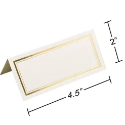 JAM Paper Double Metallic Border Fold-Over Wedding Table Place Cards, 100ct.