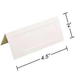 JAM Paper Embossed Border Off White Fold-Over Wedding Table Place Cards, 100ct.