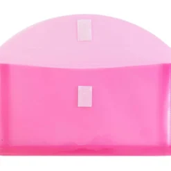 JAM Paper Fuchsia Pink Clear Pencil Pouches with Hook & Loop Closure, 12ct.
