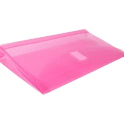 JAM Paper Fuchsia Pink Clear Pencil Pouches with Hook & Loop Closure, 12ct.