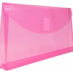 JAM Paper Fuchsia Pink Clear Pencil Pouches with Hook & Loop Closure, 12ct.