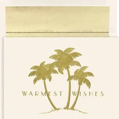 JAM Paper Gold Palm Trees Blank Christmas Cards Set, 18ct.