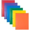 JAM Paper Primary Color Heavy Duty Plastic 3-Hole School Folders with Pockets, 6ct.