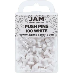 JAM Paper White Standard Push Pins, 2 Packs of 100