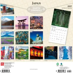 Japan | 2027 12 x 24 Inch (Hanging) Monthly Square Wall Calendar | Plastic-Free