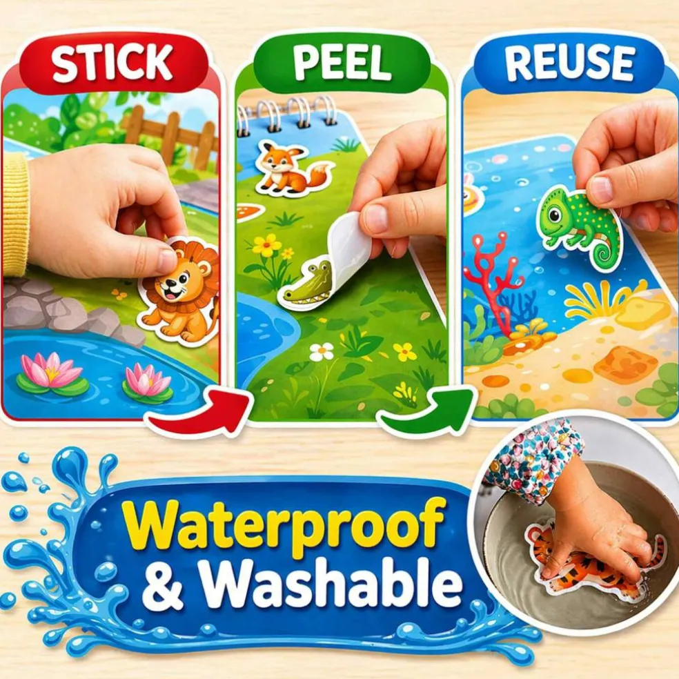 Jelly Sticker Books for Toddlers - Reusable Animal Topics