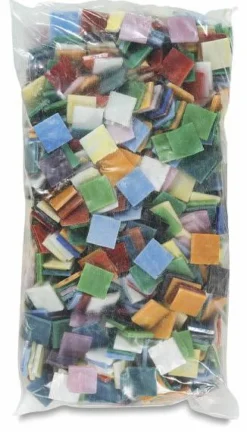 Jennifer’s Mosaics Opalescent Stained Glass Tiles - Assorted Colors, 4 lb