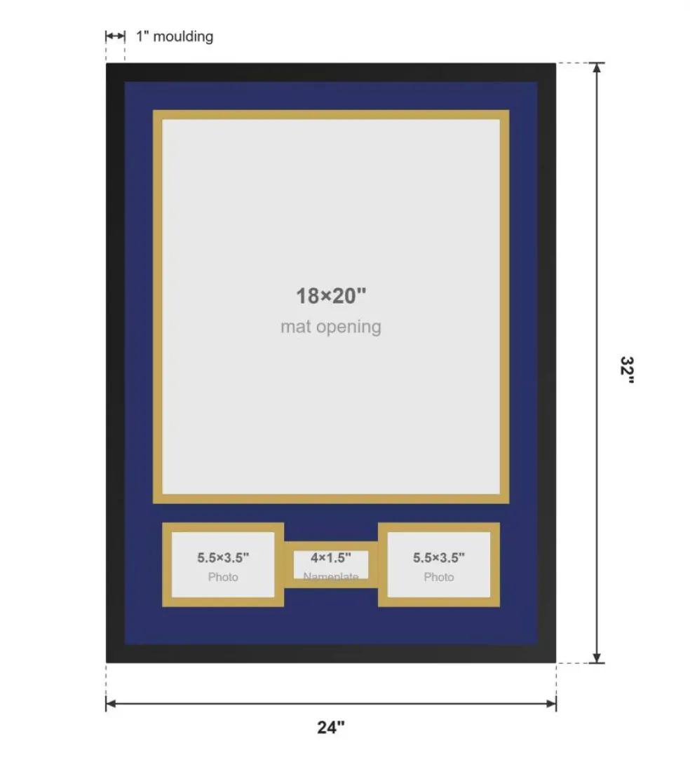 Jersey Shadowbox 24x32 With Nameplate-Photo Openings - Matte Black Frame Black-White Mat