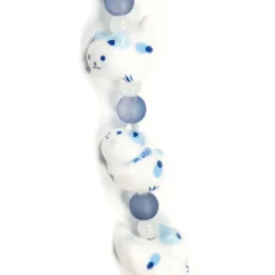Jesse James Beads 15mm Blue & White Ceramic Cat Beads