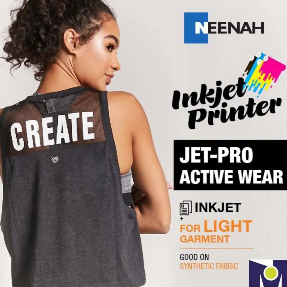 JET PRO ACTIVE WEAR INKJET TRANSFER PAPER FOR WHITE FABRIC 8.5"x11" 10 Sheets