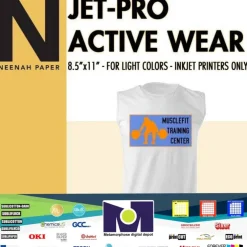 JET PRO ACTIVE WEAR INKJET TRANSFER PAPER FOR WHITE FABRIC 8.5"x11" 10 Sheets