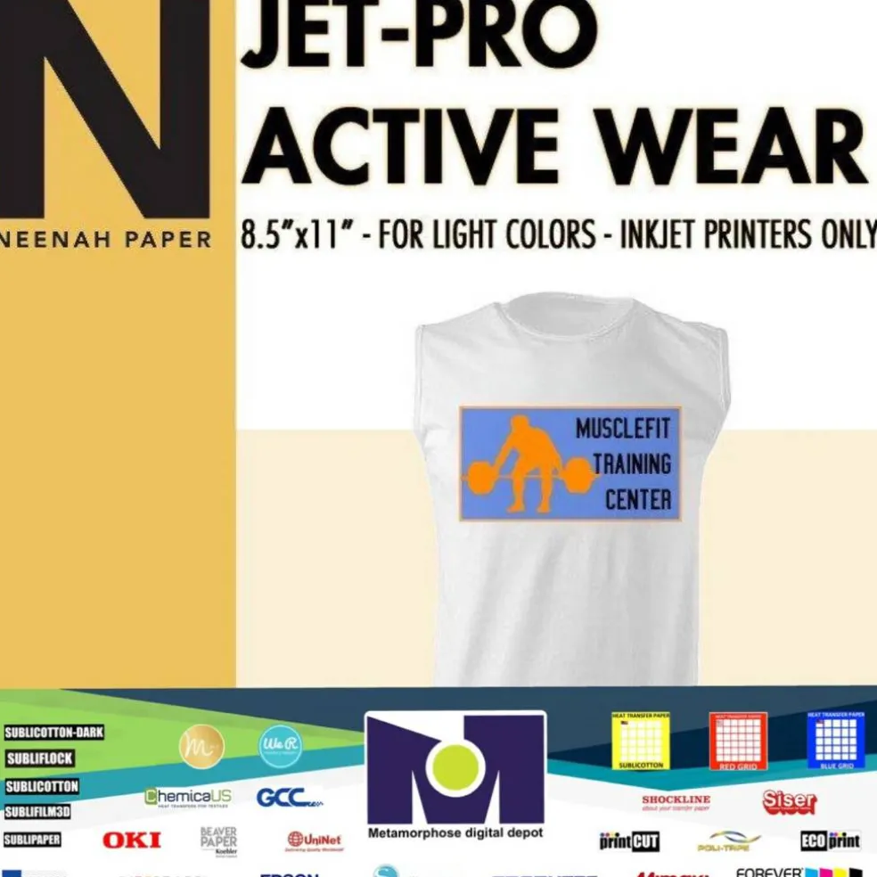 JET PRO ACTIVE WEAR INKJET TRANSFER PAPER FOR WHITE FABRIC 8.5"x11" 10 Sheets