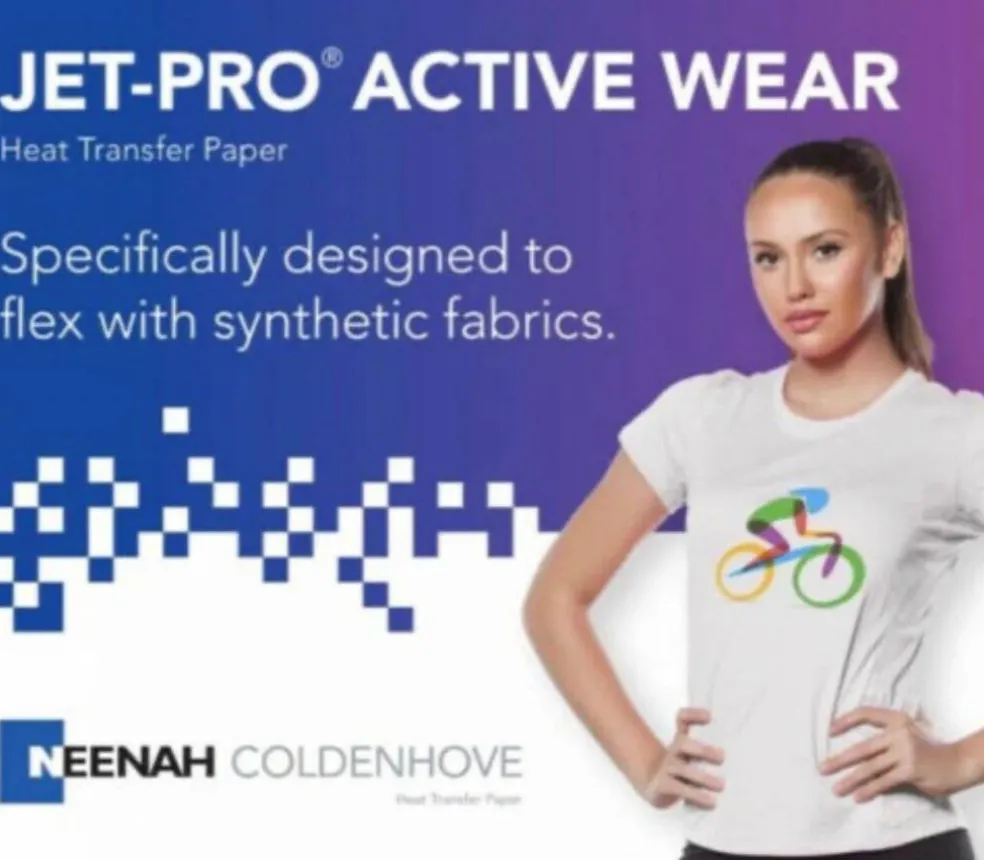 JET PRO ACTIVE WEAR INKJET TRANSFER PAPER FOR WHITE FABRIC 8.5"x11" 10 Sheets