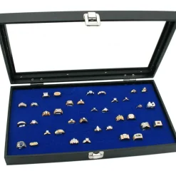 Jewelry Box Display Case 72 Slot Royal Blue Ring Insert New
