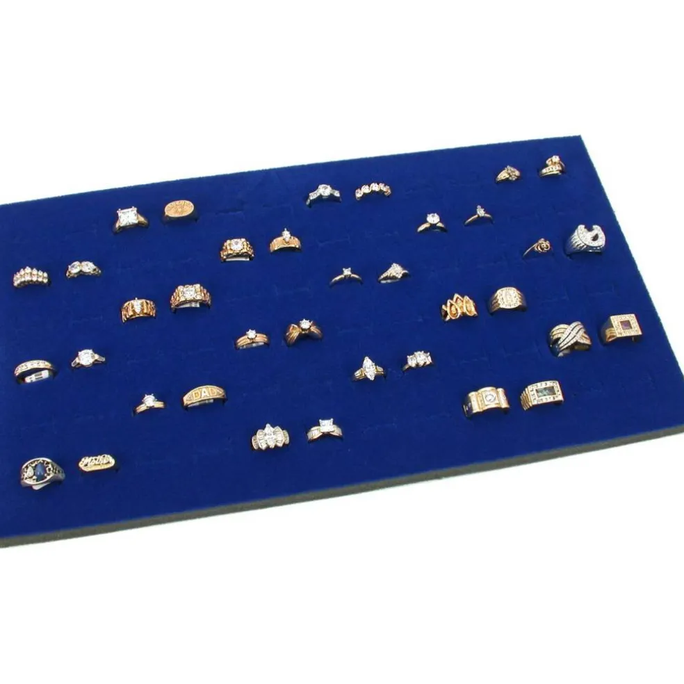 Jewelry Box Display Case 72 Slot Royal Blue Ring Insert New