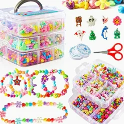 1100 Jewelry Making Kit Includes Scissor, String, Instruction and Accessories for Bracelet Making, Toys for Girls by Inscraft