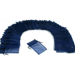 48 Jewelry Navy Blue Organza Drawstring Gift Bags 3x4"