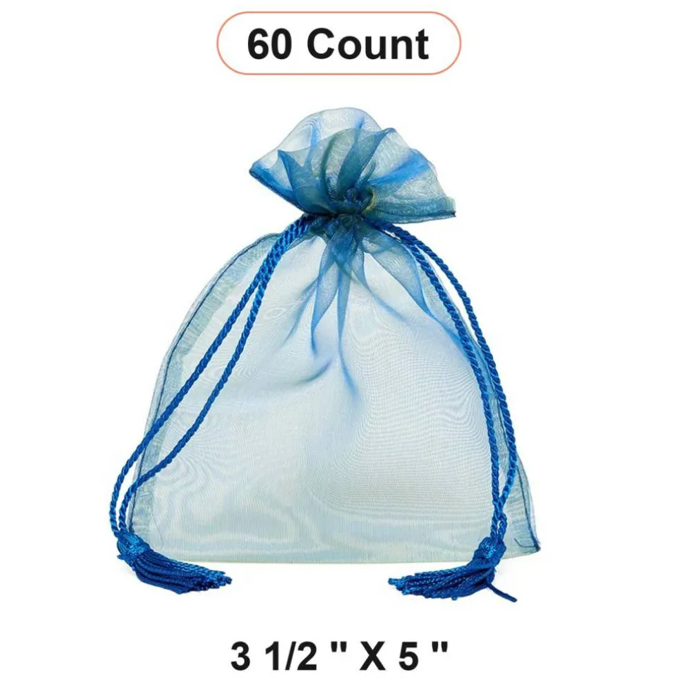 Jewel Tone Iridescent Sheer Tasseled Bags 5'' x 6 1/2'' for Packaging