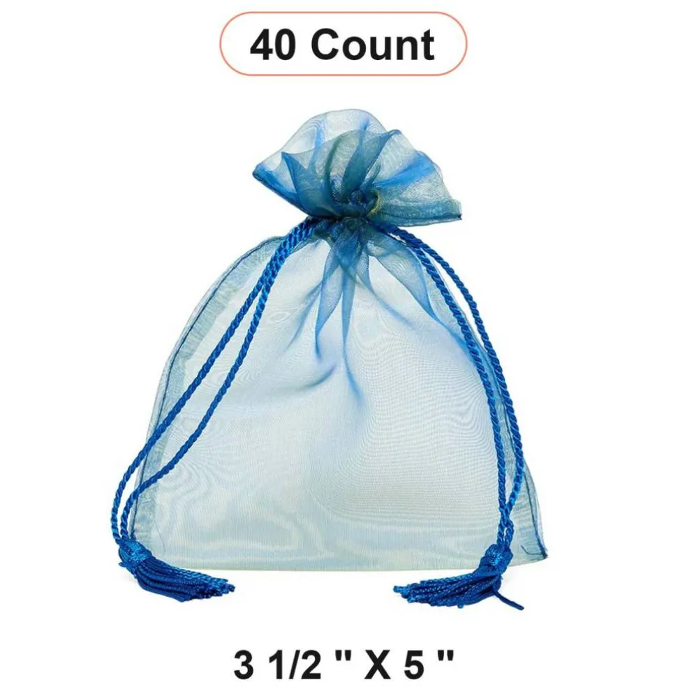 Jewel Tone Iridescent Sheer Tasseled Bags 5'' x 6 1/2'' for Packaging