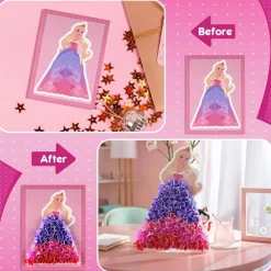 JMMICO Poke in Pro Art Kits for Girls, Poke Art for Kids Ages 4-8, 10 PCS Princesses & 5 PCS Decors, No Mess DIY Princesses Craft, Holiday Gifts for Kids