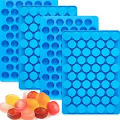 JOERSH Round Candy Molds Silicone Molds for Hard Candy, Gummy, Caramels, Chocolate, Ganache, Ice Cubes, 220 Cavity