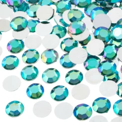 John Bead Acrylic Round Flat Back Rhinestones, 10mm