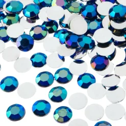 John Bead Acrylic Round Flat Back Rhinestones, 10mm
