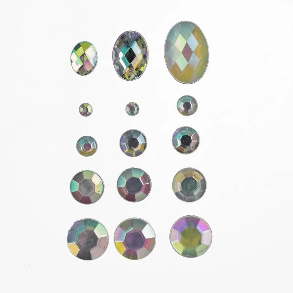 John Bead Crystal AB Assorted Round & Oval Acrylic Flat Back Rhinestones Box