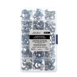 John Bead Crystal AB Assorted Round & Oval Acrylic Flat Back Rhinestones Box