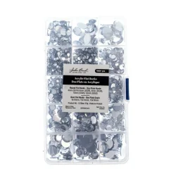 John Bead Crystal Assorted Round & Oval Acrylic Flat Back Rhinestones Box
