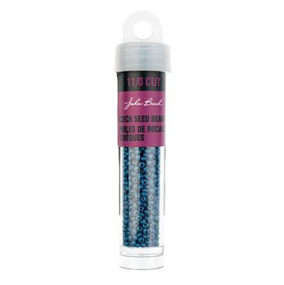 John Bead 11/0 Cut Opaque Finish Round Czech Glass Seed Beads, 13g/100g