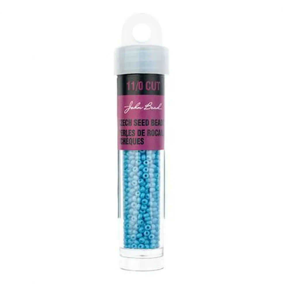 John Bead 11/0 Cut Opaque Finish Round Czech Glass Seed Beads, 13g/100g