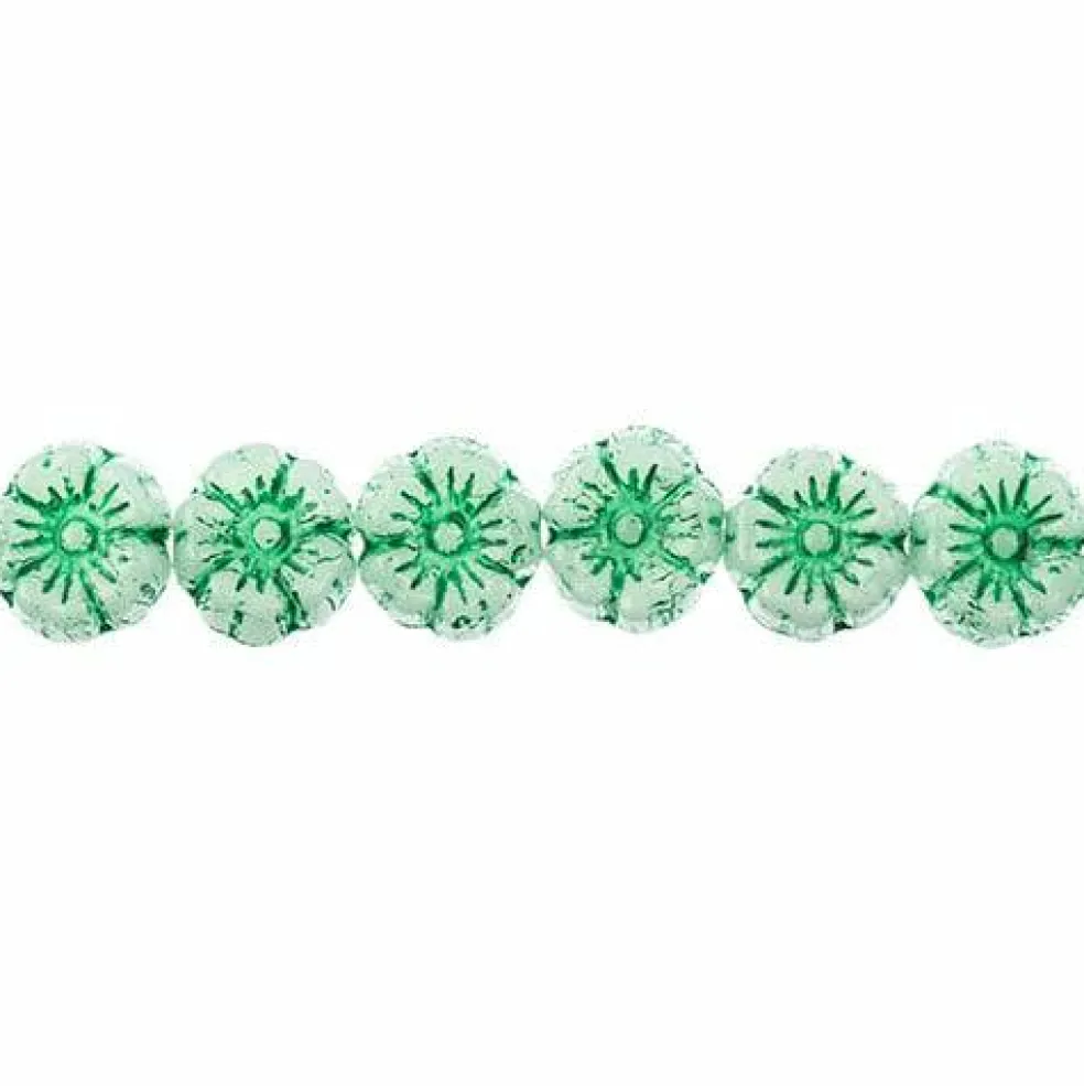 John Bead Czech Pressed Glass 9mm Flower Bead Strand, 66pcs