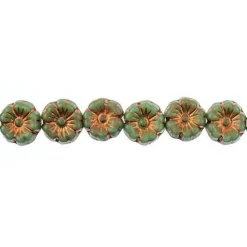 John Bead Czech Pressed Glass 9mm Flower Bead Strand, 66pcs