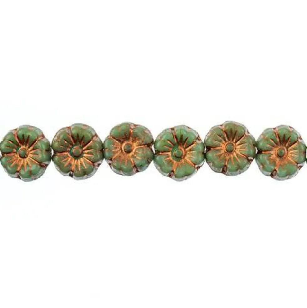 John Bead Czech Pressed Glass 9mm Flower Bead Strand, 66pcs