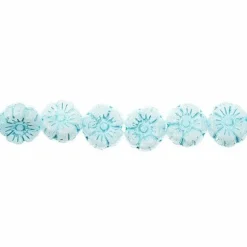John Bead Czech Pressed Glass 9mm Flower Bead Strand, 66pcs