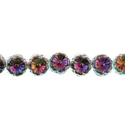 John Bead Czech Pressed Glass 9mm Flower Bead Strand, 66pcs