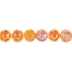 John Bead Czech Pressed Glass 9mm Flower Bead Strand, 66pcs
