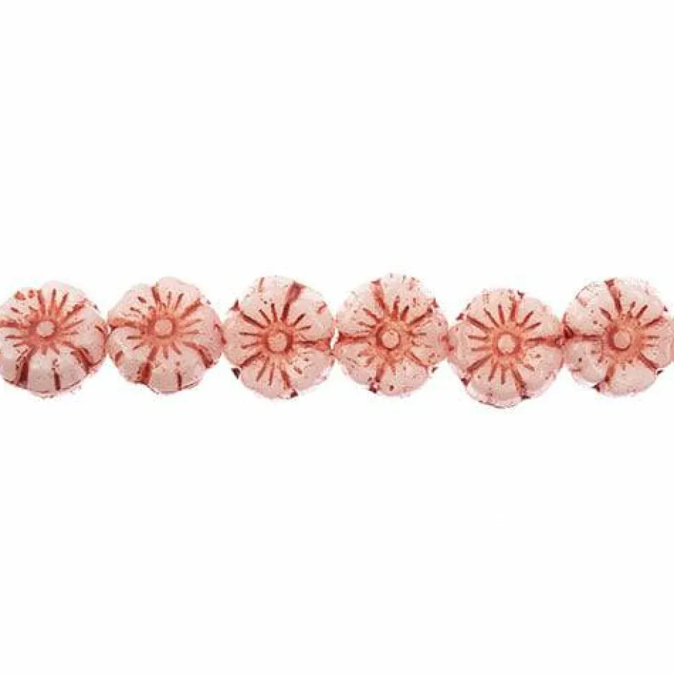 John Bead Czech Pressed Glass 9mm Flower Bead Strand, 66pcs