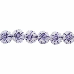 John Bead Czech Pressed Glass 9mm Flower Bead Strand, 66pcs