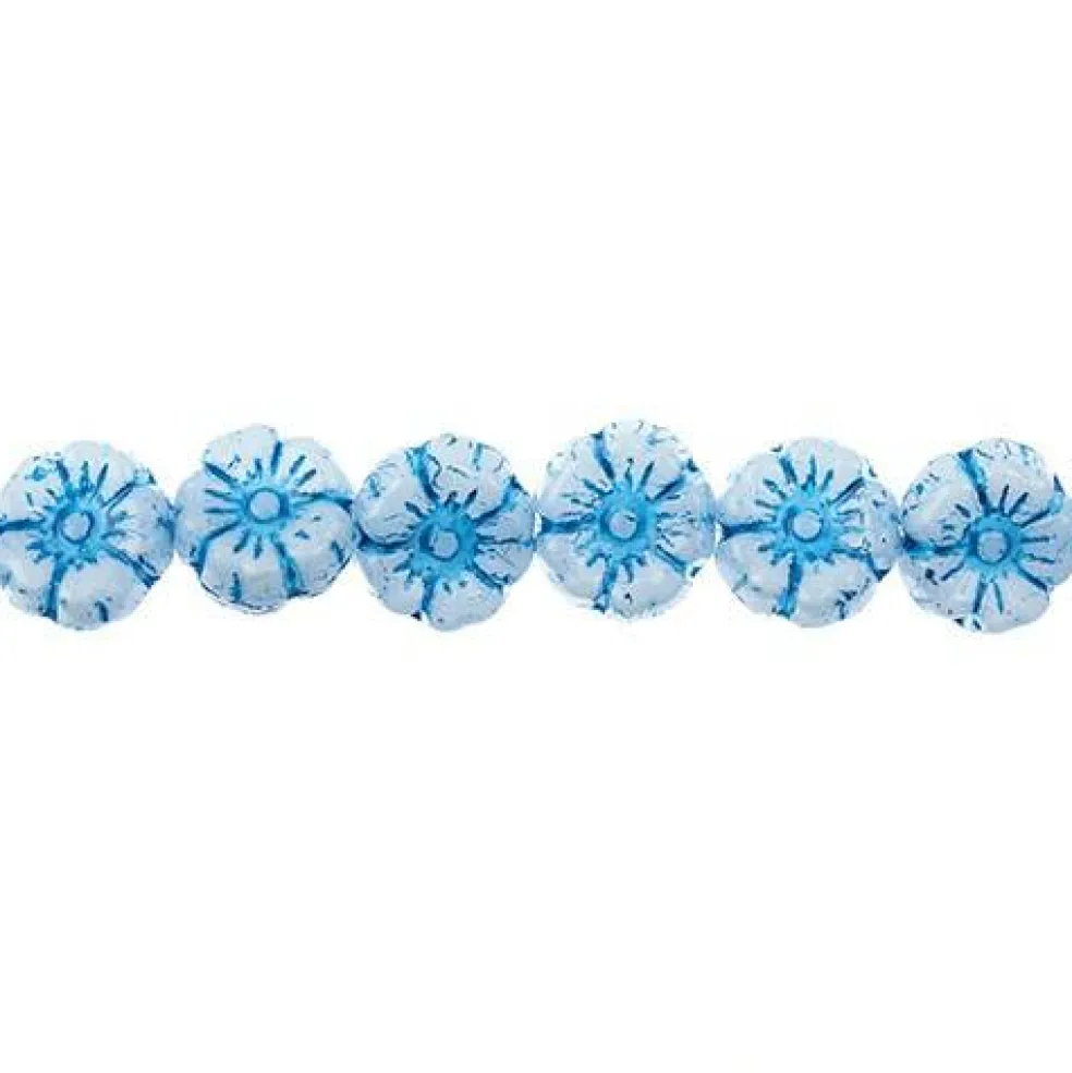 John Bead Czech Pressed Glass 9mm Flower Bead Strand, 66pcs