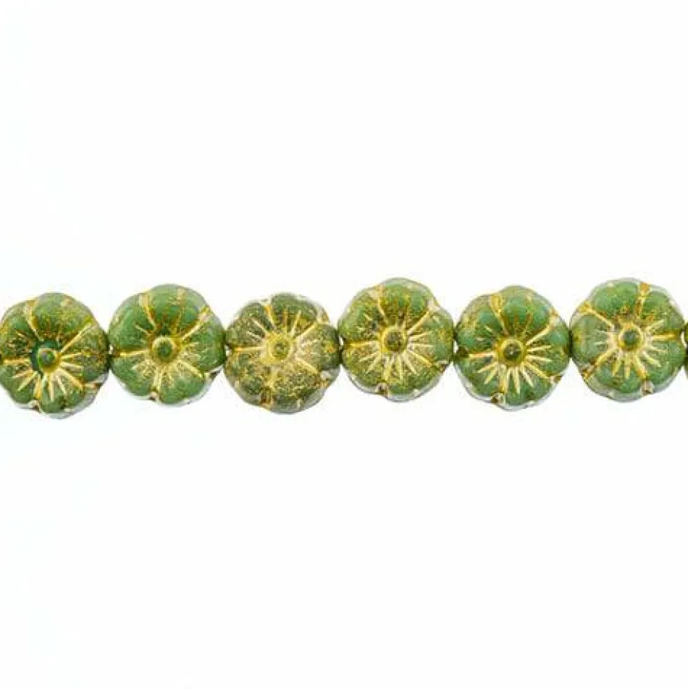 John Bead Czech Pressed Glass 9mm Flower Bead Strand, 66pcs