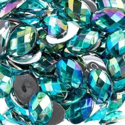 John Bead Oval Acrylic Flat Back Rhinestones, 200pcs