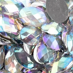 John Bead Oval Acrylic Flat Back Rhinestones, 200pcs
