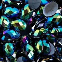 John Bead Oval Acrylic Flat Back Rhinestones, 200pcs