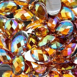 John Bead Oval Acrylic Flat Back Rhinestones, 200pcs