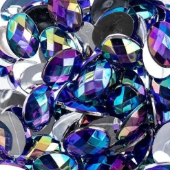 John Bead Oval Acrylic Flat Back Rhinestones, 200pcs